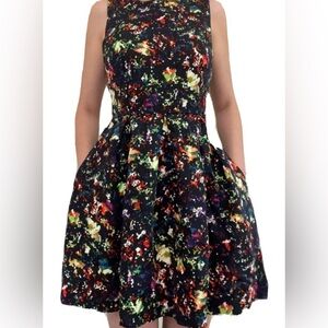 Gap Women’s Dress Fit & Flare Sleeveless Pockets Colorful Pattern Back Zip (4)